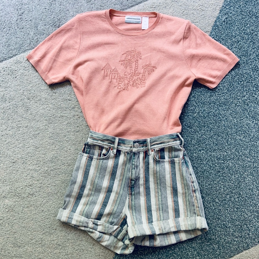Alfred Dunner Peach Short Sleeve Sweater